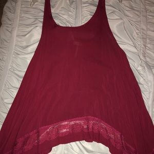Red free people tank with lace detail